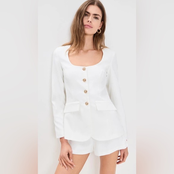 NEW AMANDA UPRICHARD Long Sleeve Kya Romper in Ivory Size Small